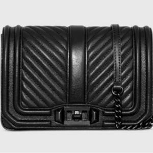 Rebecca Minkoff | Chevron Quilted Small Love Crossbody Bag | Color: Black